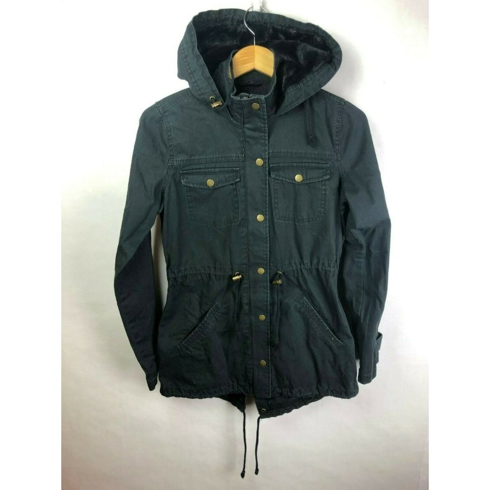 Kismet Jacket Black Faux Fur Hood Womens Small